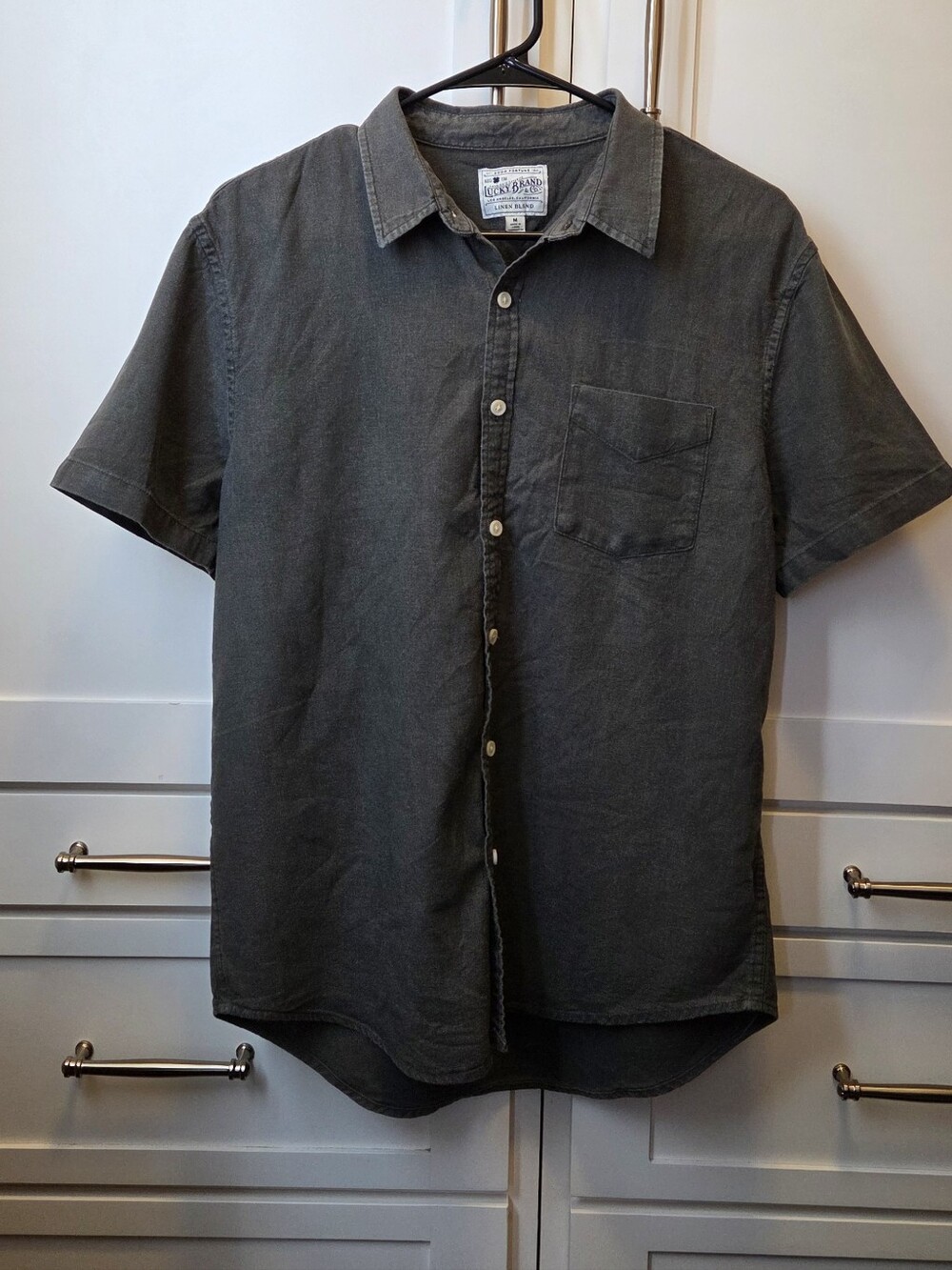 Lucky Brand Men's Short-Sleeve Button-Up Shirt - Charcoal Gray